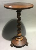 A Victorian rosewood barley twist side table