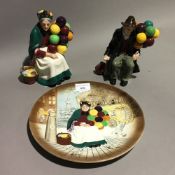 Two Royal Doulton figurines the balloon seller and the balloon man,