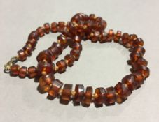 An amber bead necklace