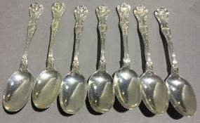 Seven American silver teaspoons,