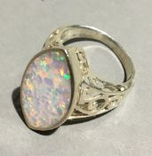 A silver and opal ring