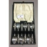 A cased set of silver teaspoons