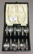 A cased set of silver teaspoons