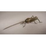 A patinated bronze articulated locust Naturalistically modelled, the underside signed. 14.