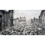 JULES DE BRUYCKER (1870-1945) Belgian Place Pharailde Gand Limited edition etching,