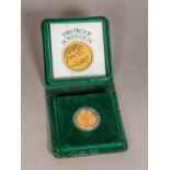 A 1980 proof gold sovereign Boxed.