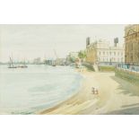 ENGLISH SCHOOL (20th century) Waterfront Greenwich, Low Tide Watercolour,