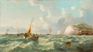 JOHN JAMES WILSON (1818-1875) British Shipping in Choppy Waters Oil on canvas, signed, unframed.