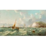 JOHN JAMES WILSON (1818-1875) British Shipping in Choppy Waters Oil on canvas, signed, unframed.