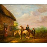 ENGLISH SCHOOL (19th century) Refreshments at the White Horse Oil on canvas, framed. 59.5 x 49 cm.