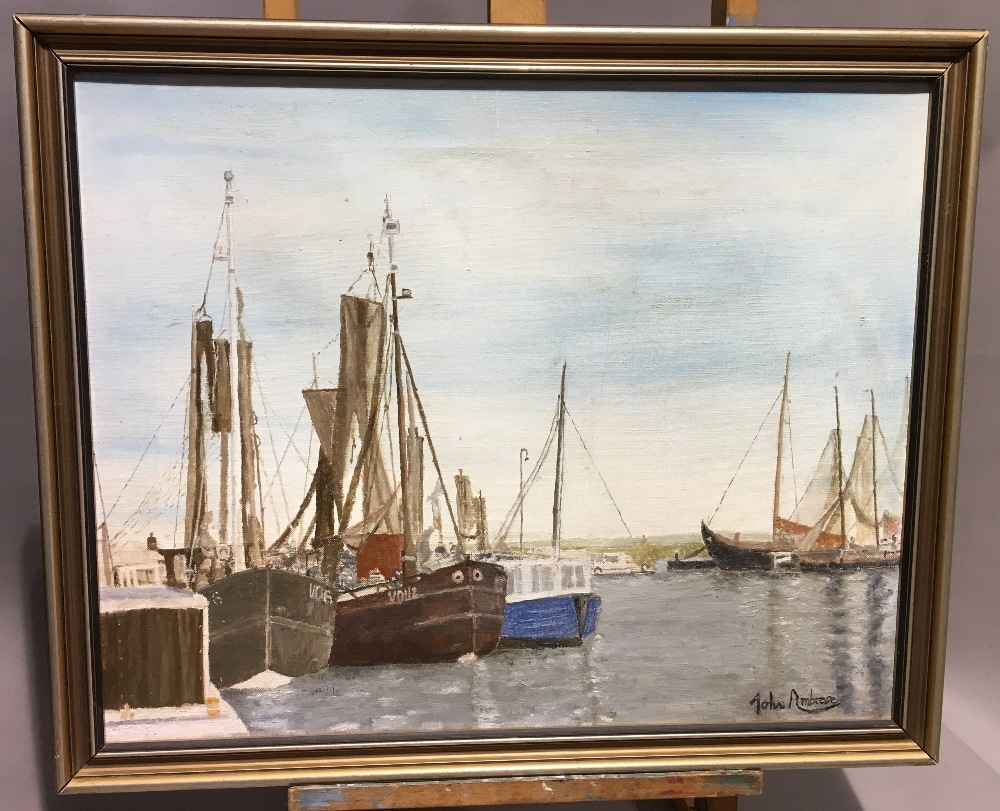 JOHN AMBROSE (1931-2010) British (AR) Harbour Scene Oil on canvas, signed, framed. 49.5 x 40 cm. - Bild 2 aus 7