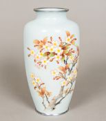 A Japanese cloisonne vase Of tapering slender bulbous form,