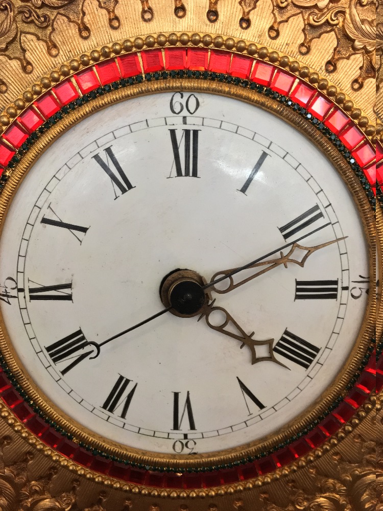 A large and impressive Chinese gilded metal paste set musical automaton table clock The 4 1/2 inch - Image 5 of 23