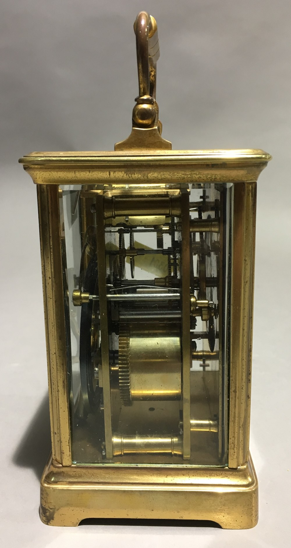 A Victorian lacquered brass cased striking carriage clock Of typical form, - Image 5 of 9