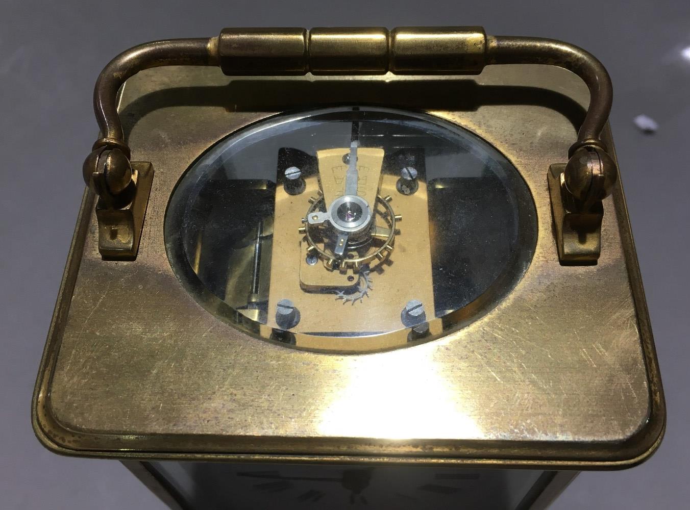 A Victorian lacquered brass cased striking carriage clock Of typical form, - Image 9 of 9