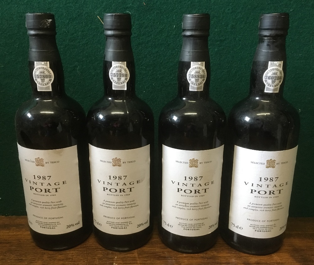 1987 Vintage Port Selected by Tesco Bottled 1989 Four bottles.