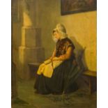 J DE GROOT (19th/20th century) Continental Female Figure Praying in a Church Interior Oil on panel,