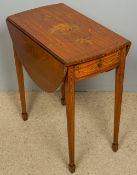 A late Victorian painted satinwood Pembroke table Of double hinged oval form,