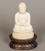 A good quality 19th century Japanese carved figure of Buddha Typically modelled,