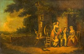 Circle of GEORGE MORLAND (1763-1804) British Rural Family Before Their Cottage in a Country