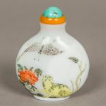 A late 18th/early 19th century Yangzhou Chinese enamelled milk glass snuff bottle and