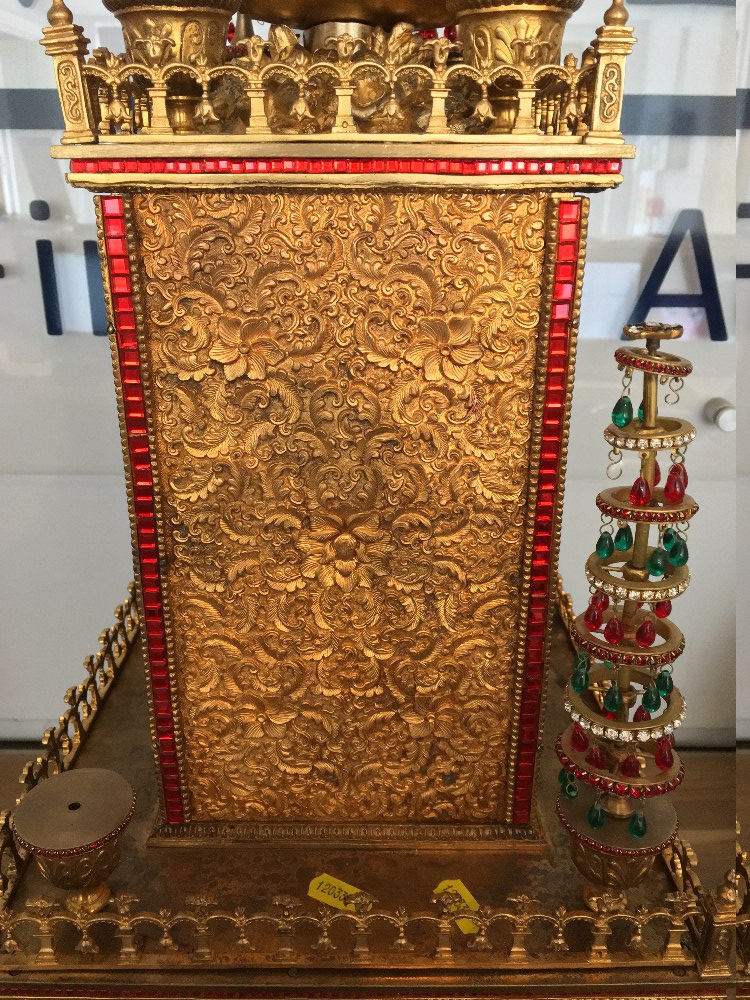 A large and impressive Chinese gilded metal paste set musical automaton table clock The 4 1/2 inch - Image 9 of 23