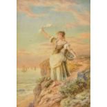 CHARLES PYNE (born 1842) British The Sailor's Wife's Farewell Watercolour, signed,