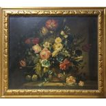 A GODWIN (20th century) British Still Life of Flowers in a Vase Oil on canvas, signed, framed. 59.