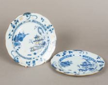 A pair of 18th century Chinese blue and white porcelain Nanking Cargo plates Both typically