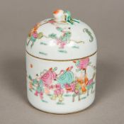 A Chinese famille rose porcelain box and cover Of circular section,