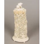 A late 19th/early 20th century Indian carved ivory shade Extensively worked overall with flowering