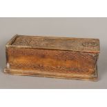 An antique Burmese carved hardwood box Of rectangular form,