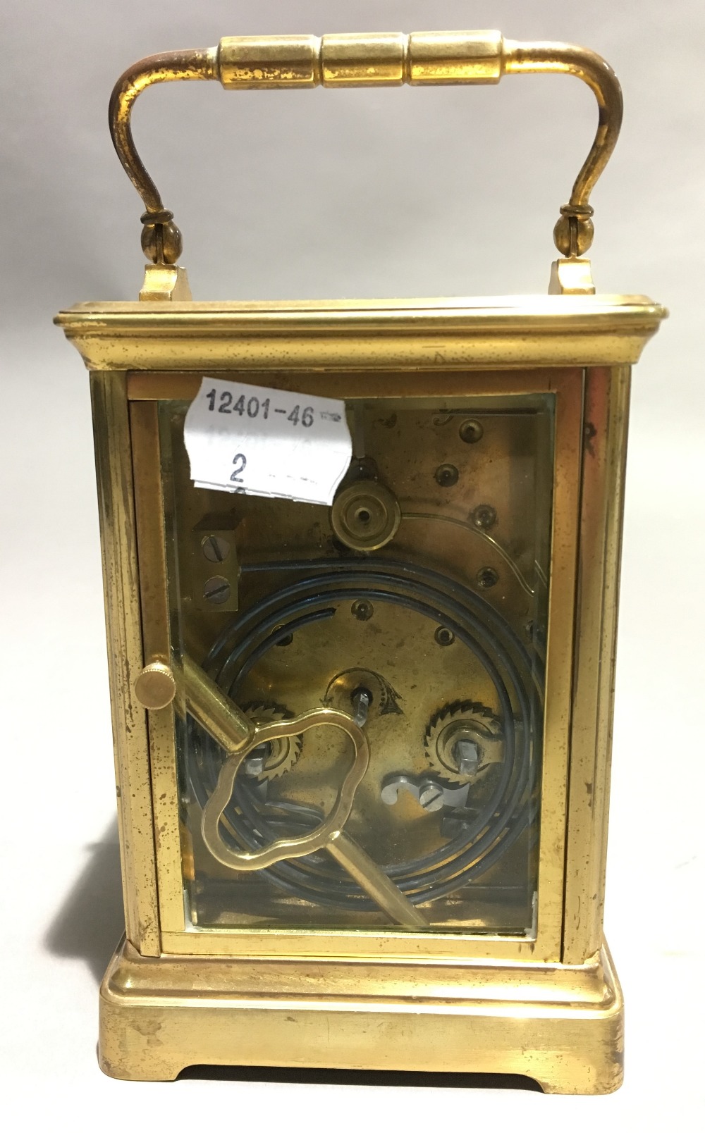 A Victorian lacquered brass cased striking carriage clock Of typical form, - Image 4 of 9