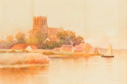 H ENGLISH (early 20th century) British Christchurch Priory Watercolour, signed and dated 10,