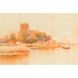 H ENGLISH (early 20th century) British Christchurch Priory Watercolour, signed and dated 10,