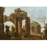 ITALIAN SCHOOL (18th century) Figures in a Capriccio Oil on canvas, framed. 64 x 46 cm.