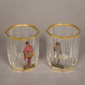 Two 19th century Continental clear glass tumblers Each of octagonal form,