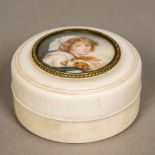 A 19th century ivory box and cover Of circular form,