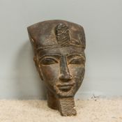 A late 19th/early 20th century Egyptian Revival carved stone bust Modelled as a Pharaoh.