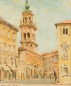 HUGH BOYCOTT-BROWN (1909-1990) British (AR) Strada Macedoni [sic] Melloni, Parma 1982 Oil on board,