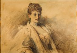 ENGLISH SCHOOL (19th century) Portrait of Lady Marcus Beresford Watercolour, signed with monogram,