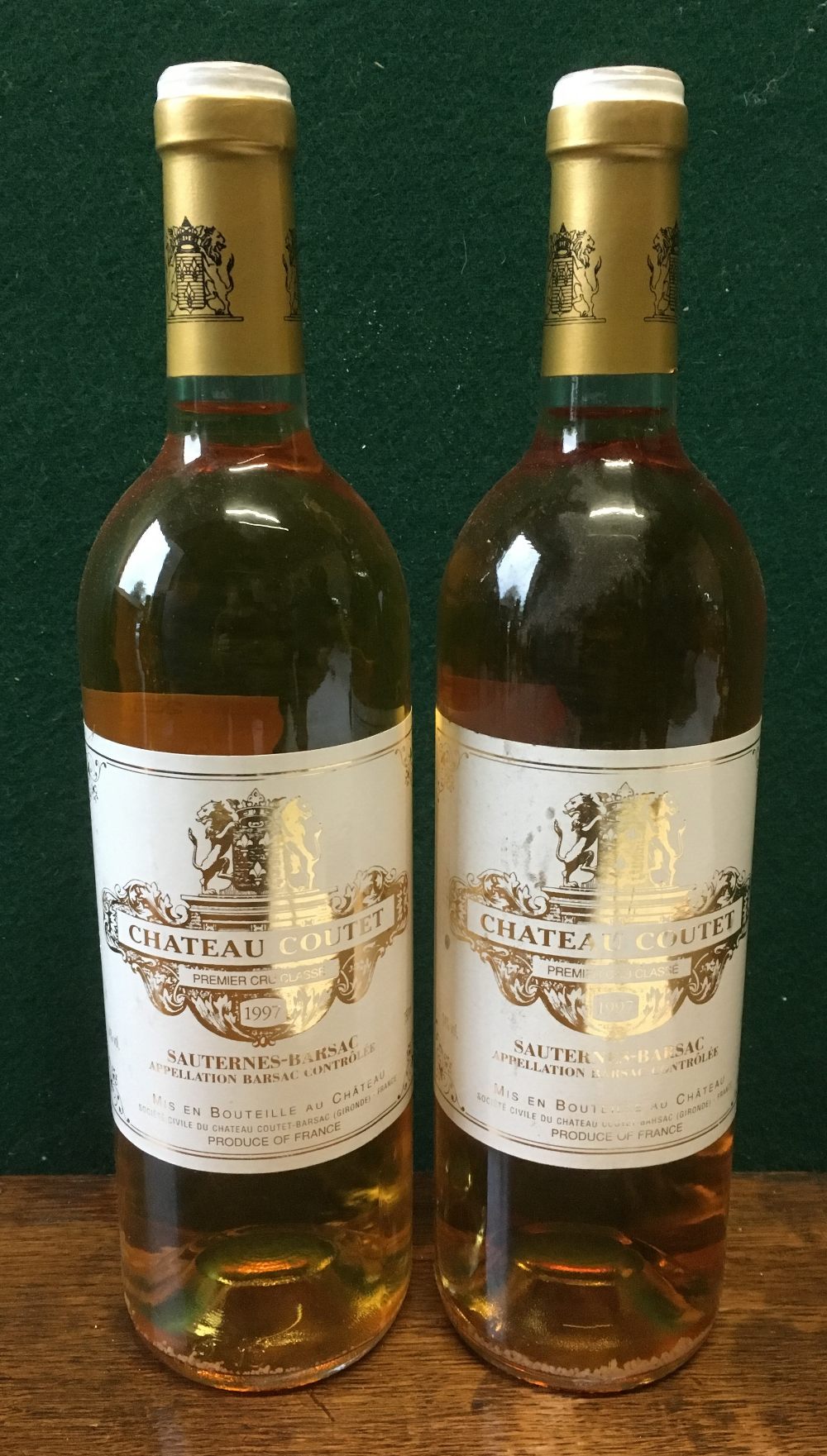 Chateau Coutet Premier Cru Classe Sauternes-Barsac 1997 Two bottles.