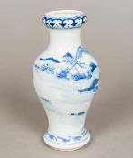 A 19th century Chinese blue and white porcelain vase Of waisted ovoid form,