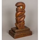 A Maori carved wooden house post Of figural form,