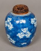 A Chinese blue and white porcelain ginger jar and cover,