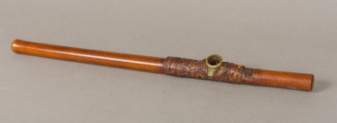 A 19th century Chinese bamboo opium pipe Of typical construction. 46 cm long.