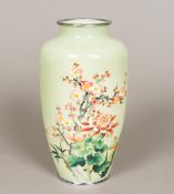 A Japanese cloisonne vase Of tapering slender bulbous form,