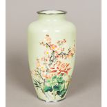 A Japanese cloisonne vase Of tapering slender bulbous form,