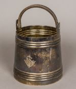A Russian silver bucket Of spreading banded form, with a swing handle,
