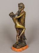 After CLAUDE MICHEL CLODION Naked Girl and the Satyr Patinated bronze,